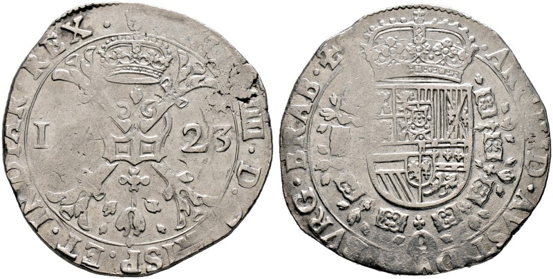 Belgien-Brabant. Philipp IV. von Spanien 1621-1665 
Patagon 1623 -Antwerpen-. D...