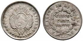 Bolivien. Republik 
5 Centavos 1875 -Potosi-. KM 157.1.
prägefrisch