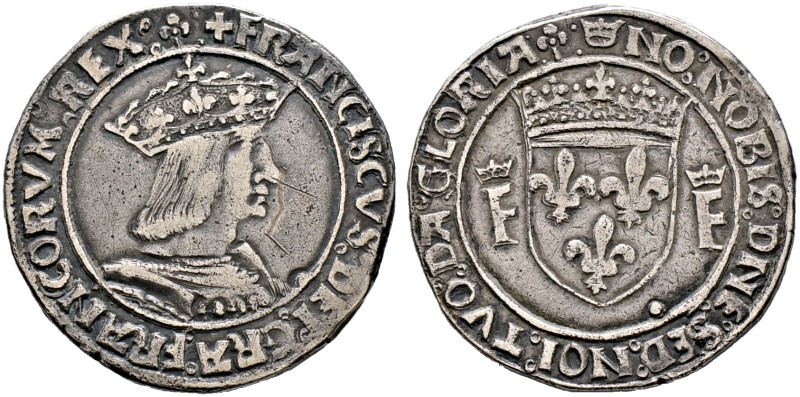 Frankreich-Königreich. Francois I. 1515-1547 
Teston o.J. -Lyon-. 13e type. Dup...