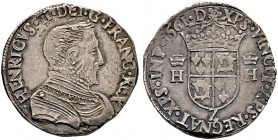 Frankreich-Königreich. Charles IX. 1560-1574 
Teston du Dauphiné 1561 -Grenoble-. Prägung im Namen Henri II. Brustbild im Harnisch nach rechts / Gekr...