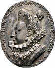 Frankreich-Königreich. Henri IV. 1589-1610 
Einseitige, hochovale Silbermedaille (hohl gearbeitet) o.J. unsigniert, auf Catherine de Bourbon (1559-16...