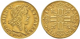 Frankreich-Königreich. Louis XIII. 1610-1643 
1/2 Louis d'or 1643 -Paris-. Gad. 57, Ciani 1615, Dupl. 1299, Fr. 411. 3,38 g
überdurchschnittliche Er...