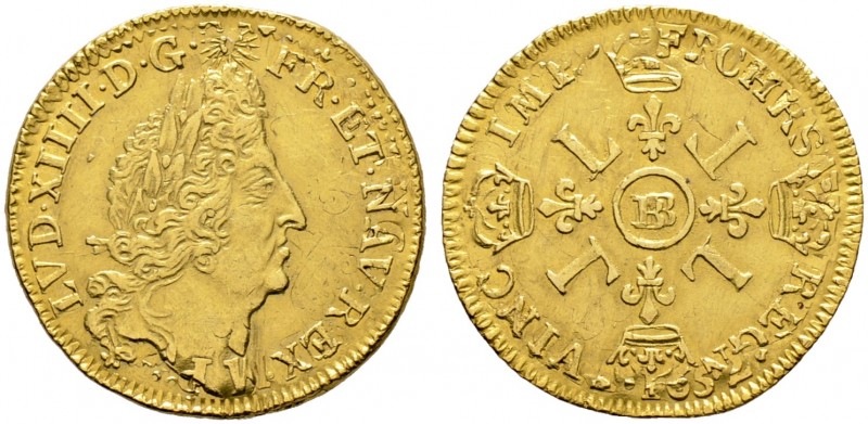 Frankreich-Königreich. Louis XIV. 1643-1715 
Louis d'or aux 4 L (Reformation) 1...