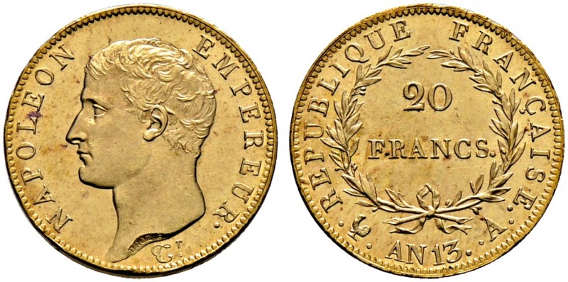 Frankreich-Königreich. Napoleon I. 1804-1815 
20 Francs AN 13 (1804/05) -Paris-...