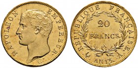 Frankreich-Königreich. Napoleon I. 1804-1815 
20 Francs AN 13 (1804/05) -Paris-. Gad. 1022, Schl. 11, Fr. 487a. 6,47 g
äußerst selten in dieser Erha...