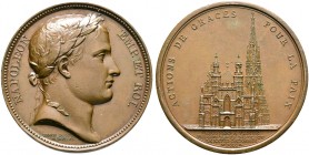 Frankreich-Königreich. Napoleon I. 1804-1815 
Bronzemedaille 1805 von Droz und Andrieu, auf das Te Deum im Stephansdom in Wien. Belorbeerte Büste nac...