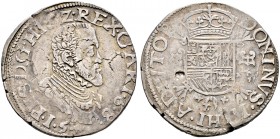 Frankreich-Artois. Philipp II. von Spanien 1555-1598 
1/2 Philippstaler (1/2 Ecu philippe) 1589 -Arras-. Vanhoudt 365 (R2), Delm. 69, vGH 211.
selte...
