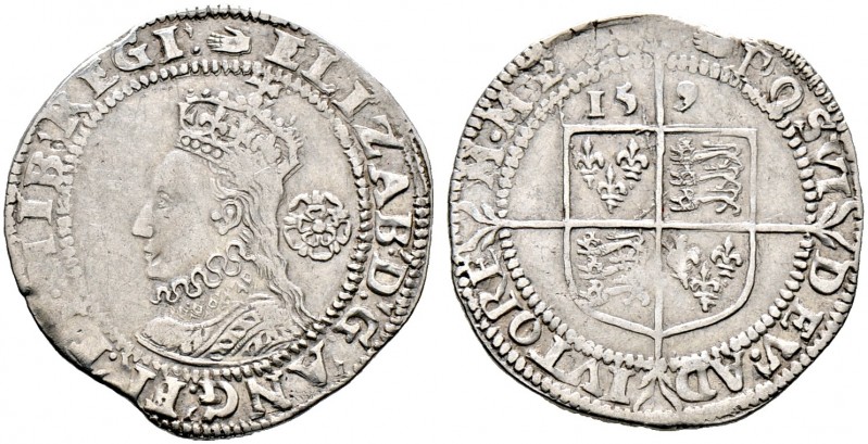 Großbritannien. Elizabeth I. 1558-1603 
Sixpence 1590. Spink 2578B.
leicht une...