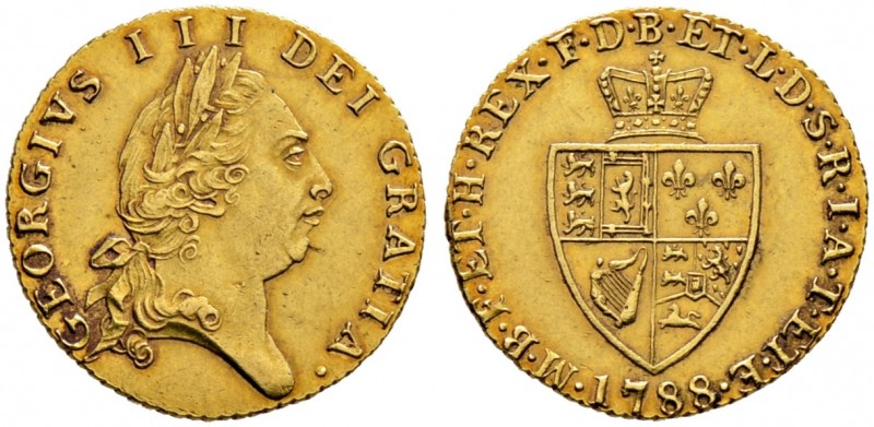 Großbritannien. George III. 1760-1820 
1/2 Guinea 1788. Spink 3735, Fr. 362. 4,...