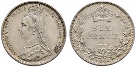 Großbritannien. Victoria 1837-1901 
Six Pence 1888. Jubilee head. Spink 3929.
vorzüglich-prägefrisch