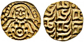 Indien-Dehli, Sultanat. Mohammed Bin Sam 1193-1206 
Golddinar o.J. -Bayana-. Lakshmi-Figur / Herrschername in Devanagari. Fr. 407, Deyell 253. 4,25 g...