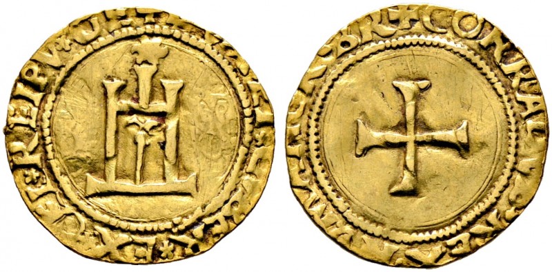 Italien-Genua. Republik 
Scudo d'oro del Sole o.J. (1528/41). Stilisiertes Kast...