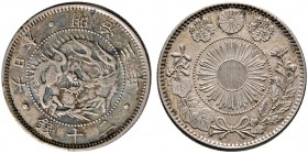 Japan. Mutsuhito - Periode Meiji 1868-1912 
20 Sen Meiji 3 (1870). Y. 3, Jap.Coinage T 1.
Prachtexemplar mit feiner Patina, fast Stempelglanz