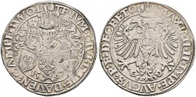 Niederlande-Deventer, Kampen und Zwolle. 
Taler 1567. Drei Wappen mit Helmzieren an Bändern, unten die geteilte Jahreszahl / Gekrönter Doppeladler mi...