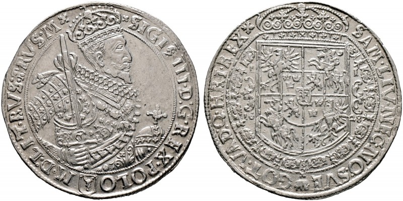 Polen. Sigismund III. Wasa 1587-1632 
Taler 1628 -Bromberg-. Gekröntes Hüftbild...