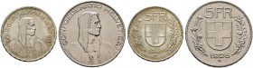 Schweiz-Eidgenossenschaft. 
Lot (2 Stücke): 5 Franken 1926 und 1940 -Bern-. DT 300, 301, HMZ 2-1199f, 2-1200g.
vorzüglich