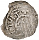 Schweiz-Basel, Bistum. Adalrich (oder Udalrich) II. 1025-1040
Einseitiger Halbbrakteat. +[BASILEA] CIVIT. Peitschen­kreuz. Klein (Fund um 1050) -, HM...