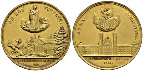 Schweiz-Einsiedeln, Abtei. 
Vergoldete Bronzemedaille 1861 von M. Sebald und G. Drentwett, auf die 1000-Jahrfeier der Klostergründung bzw. des Martyr...