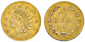 USA. 
1/2 Golddollar (California Gold) 1875. Indian head. KM 12.3. 0,30 g
vorzüglich