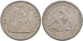 USA. 
Dollar 1860 -New Orleans-. Seated Liberty. KM 71.
attraktives, vorzügliches Prachtexemplar mit feiner Patina
