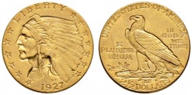 USA. 
2 1/2 Dollars 1927. Indian Head. KM 128, Fr. 120. 4,19 g
kleiner Randfehler, fast vorzüglich