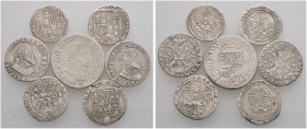 7 Stücke: SPANIEN. Fernando und Isabel (1474-1504), Real o.J. (Münzstätte Granada und Sevilla sowie zwei Ex. ohne Münzzeichen). Dazu: Philipp II. (155...