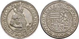 Haus Habsburg. Erzherzog Ferdinand 1564-1595 
Guldentaler zu 60 Kreuzer 1566 -Mühlau-. MT 169, Dav. 52, Voglh. 90/3. -Walzenprägung-
kleiner Randfeh...