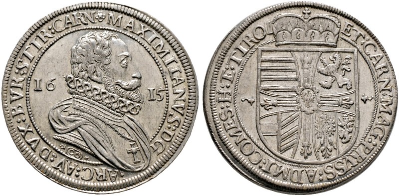 Haus Habsburg. Erzherzog Maximilian (III.) 1612-1618 
Taler 1615 -Hall-. MT 396...