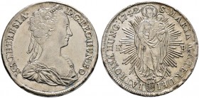 Haus Habsburg. Maria Theresia 1740-1780 
Madonnentaler 1742 -Kremnitz-. Her. 563, Eyp. 241, Dav. 1125, Voglh. 276/1, Huszar 1667.
Revers leicht just...