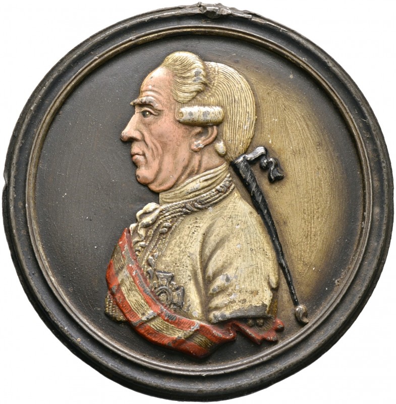 Haus Habsburg. Josef II. 1780-1790 
Einseitiges, handkoloriertes Bleimedaillon ...