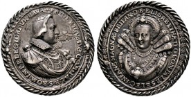 Böhmen, Mähren und Erzgebirge. Friedrich V. von der Pfalz, der "Winterkönig" 1619-1620 
Ovale Silbermedaille 1613 von Jan de Bommaert (unsigniert), a...
