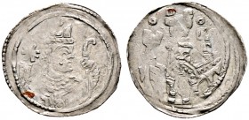 Salzburg, Erzbistum. Adalbert III. von Böhmen 1168-1177 und 1183-1200 
Pfennig ca. 1175/85 -Laufen-. Mitriertes Brustbild des Bischofs mit Krummstab ...