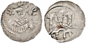 Salzburg, Erzbistum. Adalbert III. von Böhmen 1168-1177 und 1183-1200 
Pfennig ca. 1175/85 -Laufen-. Mitriertes Brustbild des Bischofs mit Krummstab ...