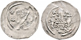 Salzburg, Erzbistum. Adalbert III. von Böhmen 1168-1177 und 1183-1200 
Pfennig ca. 1177/83 -Laufen-. Hand, im Feld sechs siebenstrahlige Sterne, eben...