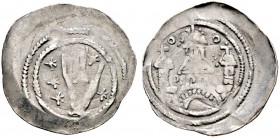 Salzburg, Erzbistum. Adalbert III. von Böhmen 1168-1177 und 1183-1200 
Pfennig ca. 1177/83 -Laufen-. Hand, im Feld fünf fünfstrahlige Sterne, auf der...