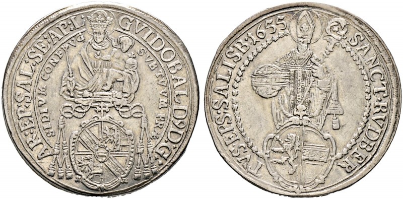 Salzburg, Erzbistum. Guidobald von Thun und Hohenstein 1654-1668 
Taler 1655. Z...