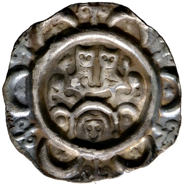 Augsburg, Bistum. Hartwig II. von Hirnheim 1202-1208 
Brakteat. Zwei einander z...