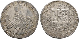 Baden-Durlach. Friedrich V. 1622-1659 
Taler 1624 -Pforzheim-. Geharnischtes Brustbild mit Kommandostab in der Rechten nach rechts / Verzierter Wappe...