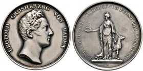 Baden-Durlach. Leopold 1830-1852 
Große silberne Zivil-Verdienstmedaille o.J. (verliehen ab 1832) von L. Kachel und C.W. Doell. Kopf nach rechts / Ba...