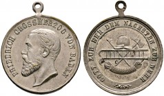 Baden-Durlach. Friedrich I. 1852-1907 
Tragbare, versilberte Bronzemedaille o.J. (um 1897) von Mayer und Wilhelm (unsigniert), sogen. Feuer­wehrmedai...