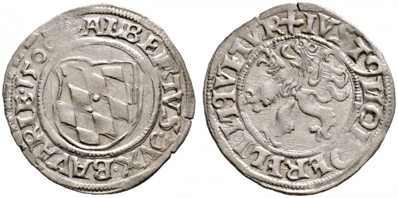 Bayern. Albrecht IV. der Weise 1465-1508 
Halbbatzen 1506 -München-. Hahn 7, Wi...