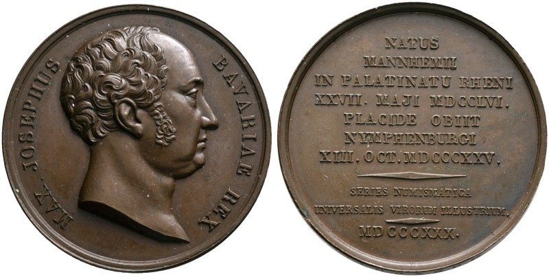Bayern. Maximilian I. Joseph 1806-1825 
Bronzemedaille 1830 von A. Dietelbach, ...