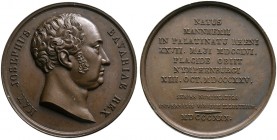 Bayern. Maximilian I. Joseph 1806-1825 
Bronzemedaille 1830 von A. Dietelbach, aus der Serie von Durand. Kopf des Königs nach rechts / Mehrzeilige In...