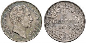 Bayern. Maximilian II. Joseph 1848-1864 
1/2 Gulden 1859. AKS 152, J. 81.
herrliche Patina, vorzüglich-Stempelglanz