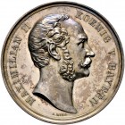 Bayern. Maximilian II. Joseph 1848-1864 
Einseitiger Silberabschlag einer nicht ausgegebenen Medaille o.J. von J. Ries. Stark profilierter Kopf des K...