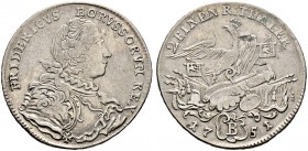 Brandenburg-Preußen. Friedrich II. 1740-1786 
1/2 Taler 1751 -Breslau-. Olding 30, v.Schr. 191.
sehr schön