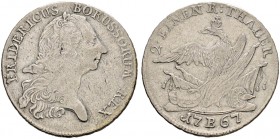 Brandenburg-Preußen. Friedrich II. 1740-1786 
1/2 Taler 1767 -Breslau-. Olding 87, v.Schr. 529.
sehr schön