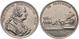 Brandenburg-Preußen. Friedrich II. 1740-1786 
Silbermedaille 1745 von L.H. Barbiez, auf die Schlacht bei Kesselsdorf. Belorbeertes Brustbild im Harni...