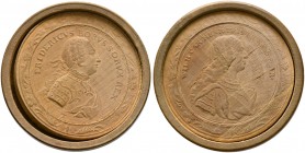 Brandenburg-Preußen. Friedrich II. 1740-1786 
Dame-Brettstein aus hellem Buchsbaumholz o.J. (um 1760). Brustbild im Harnisch nach rechts / Brustbild ...