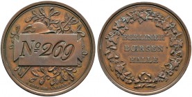 Brandenburg-Preußen. Friedrich Wilhelm IV. 1840-1861 
Bronzemedaille o.J. (um 1850) von C. Voigt. Eintrittsmarke für die Berliner Börsenhalle. Kartus...